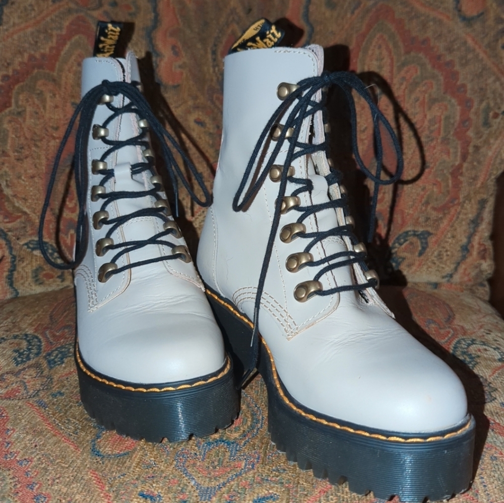 Dr. Martens Tan Combat Boots with Black Laces